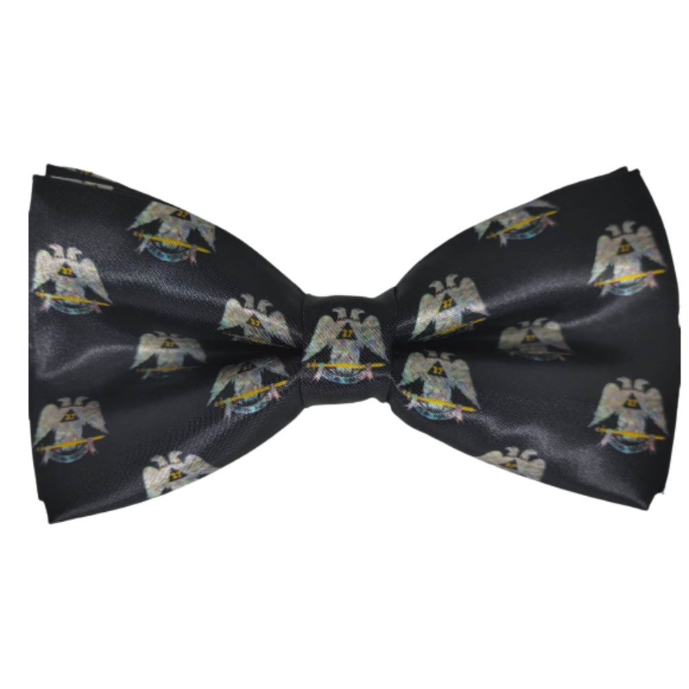 AASR 32nd degree bow tie, Scottish Rite 32nd Masonic bow tie, Black AASR bow tie
